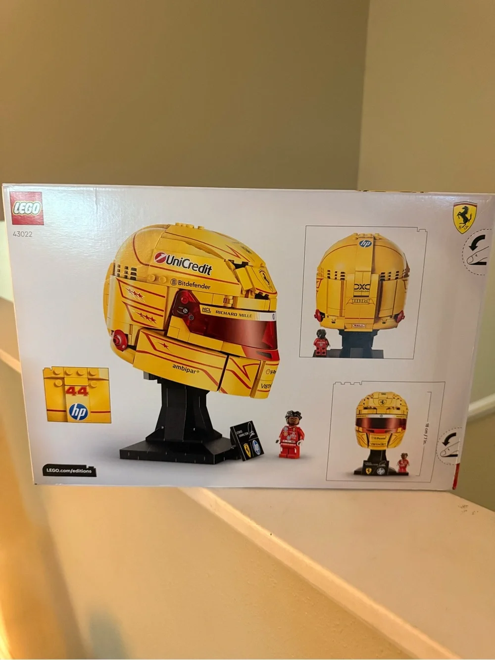 LEGO Yellow and Red Ferrari Racing Helmet Collectible